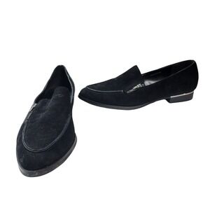 Rag & Co Black Suede Zip Loafers Pointed Toe‎ Flats EU 41 US 10 Casual Preppy